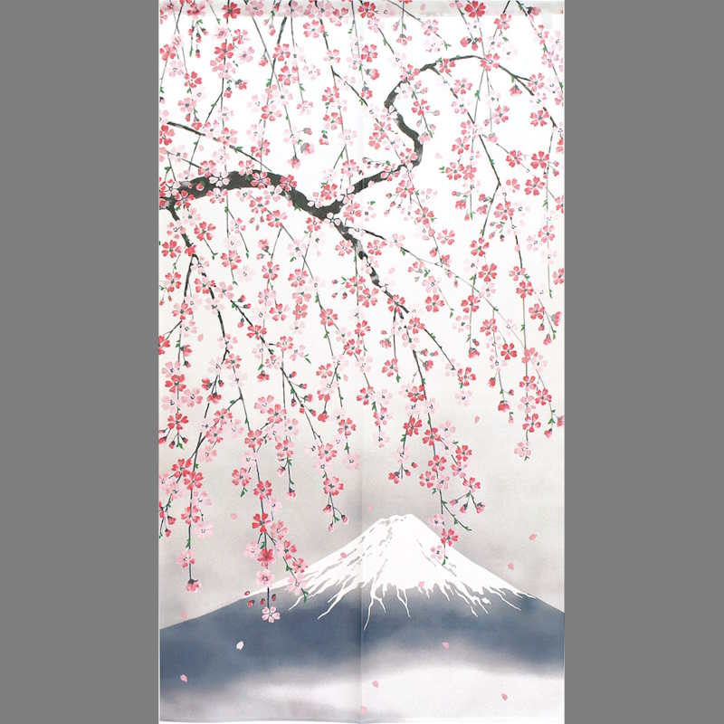 Illustration japonaise du Mont Fuji avec des branches de cerisiers en fleurs