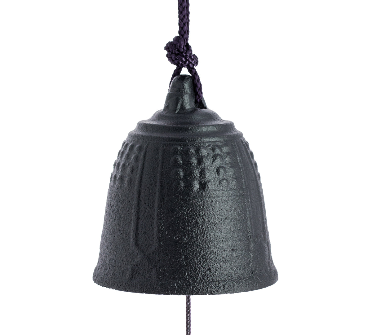 Cloche à vent japonaise Furin en fonte noire avec cordon violet