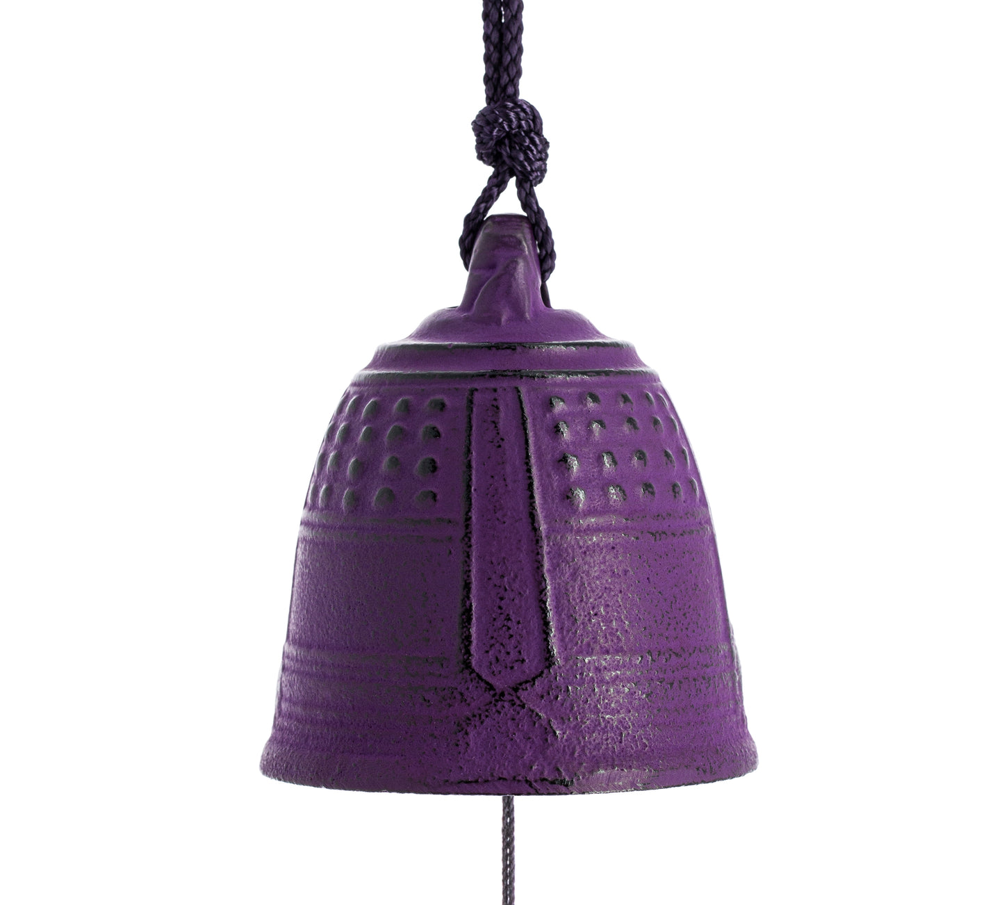 Cloche à vent Furin japonaise en métal violet avec motifs en relief