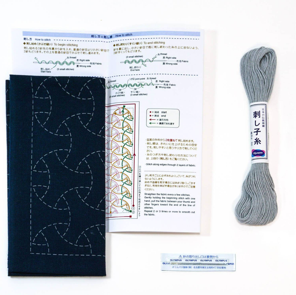 Kit Sashiko Hanafukin Gris - Réf. 203