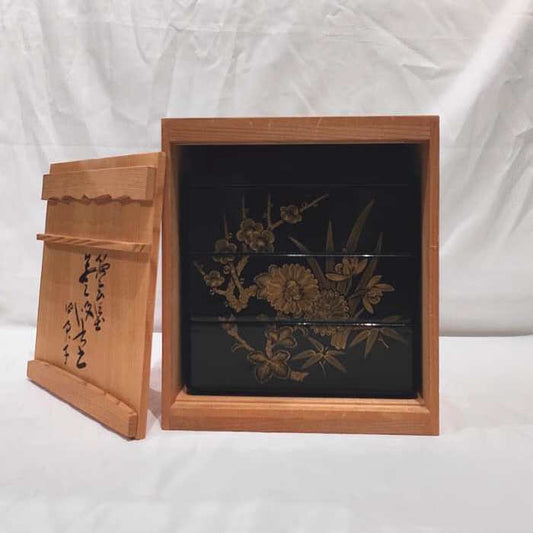 Bento Japonais Jubako avec Caisse Bois / Vintage