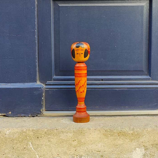 Poupée Kokeshi XL - Fleurie / Vintage