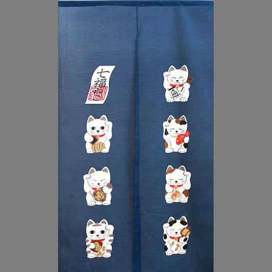 Noren Maneki Neko Bleu