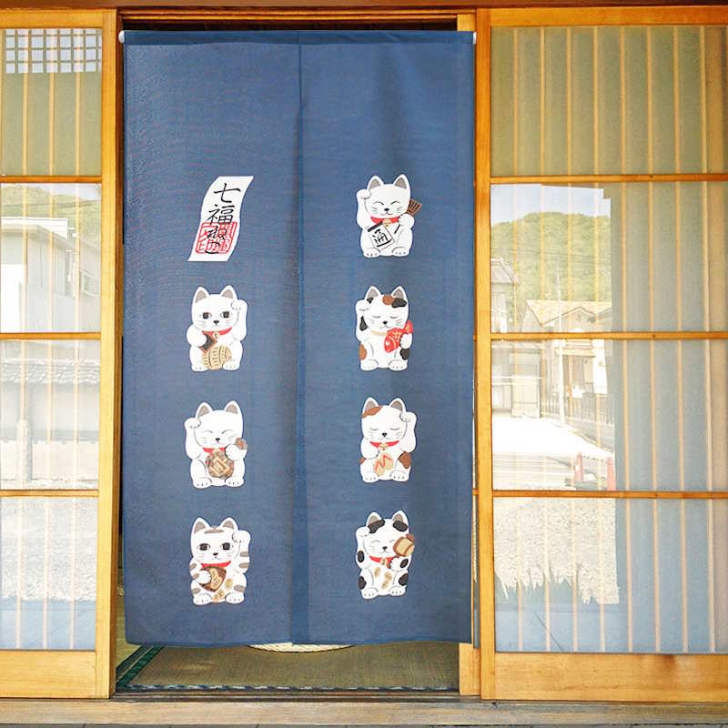 Noren Maneki Neko Bleu